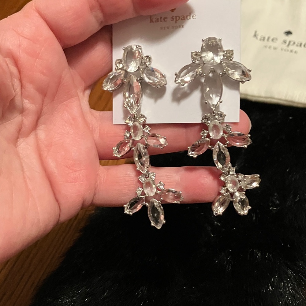 KATE SPADE. Clear Crystal chandelier Statement Earrings. Gorgeous!  NWT - Picture 8 of 8